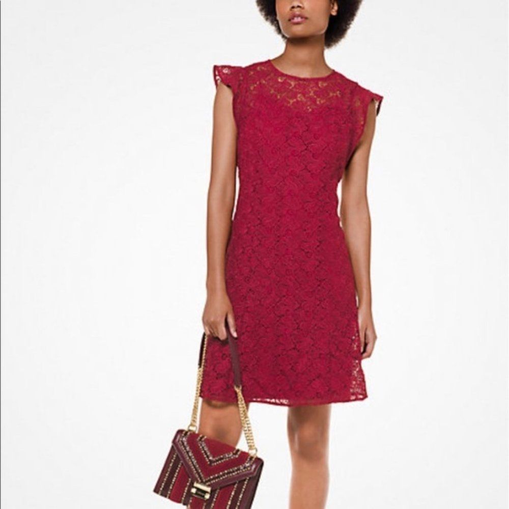 Michael Michael Kors Lace Flounce Sleeve Dress